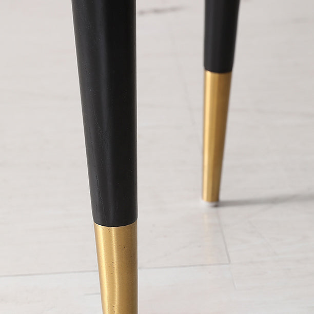 Glam Open Back Dining Armchair PU Leather Dining Chair with Solid Wood Legs