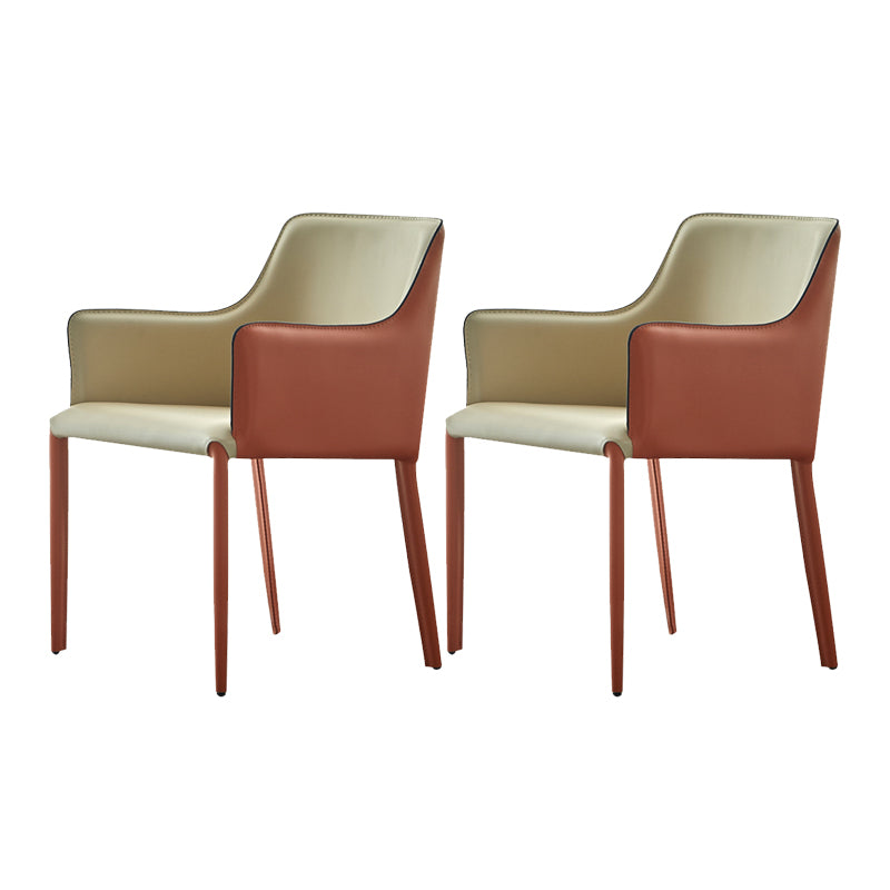 Upholstered Arm Chair Indoor Modern Faux Leather Dining Arm Chair with Metal Frame
