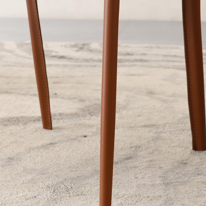 Upholstered Arm Chair Indoor Modern Faux Leather Dining Arm Chair with Metal Frame