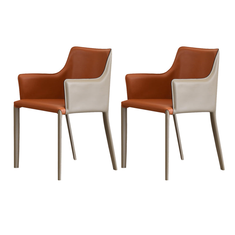 Upholstered Arm Chair Indoor Modern Faux Leather Dining Arm Chair with Metal Frame