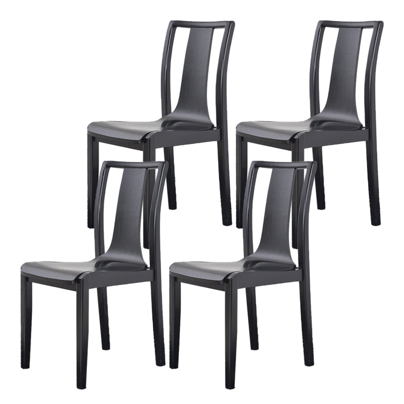 Contemporary Kitchen Dining Side Chair Wood Slat Back Side Chair in Black