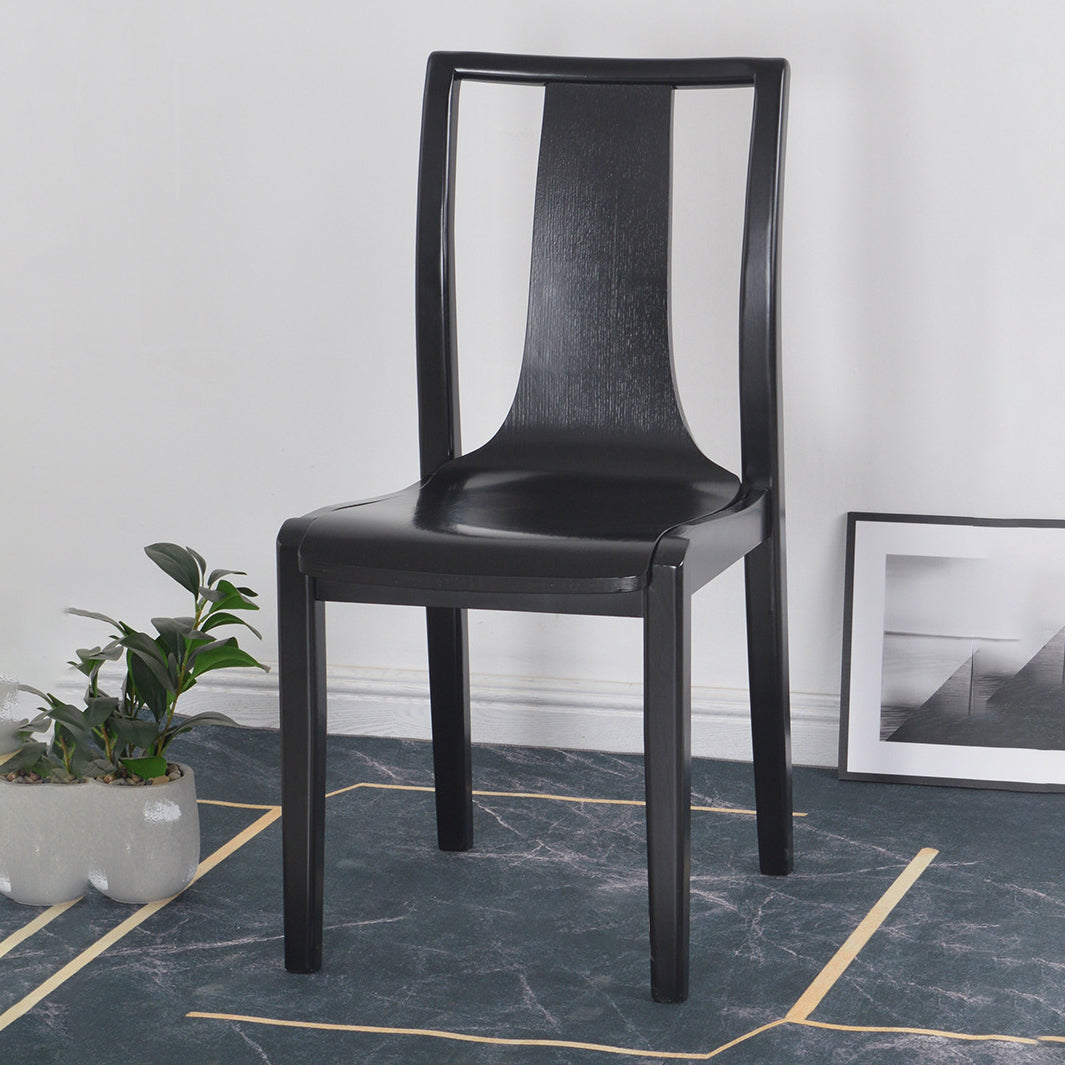 Contemporary Kitchen Dining Side Chair Wood Slat Back Side Chair in Black
