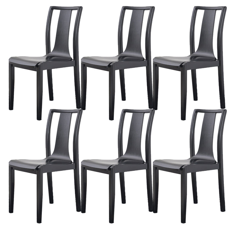 Contemporary Kitchen Dining Side Chair Wood Slat Back Side Chair in Black