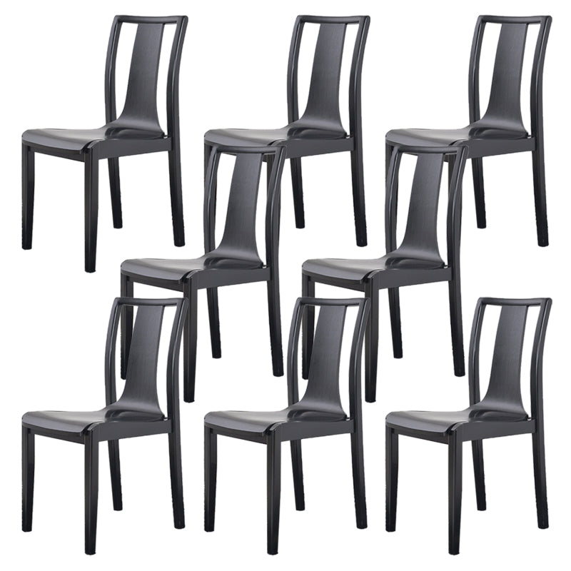 Contemporary Kitchen Dining Side Chair Wood Slat Back Side Chair in Black