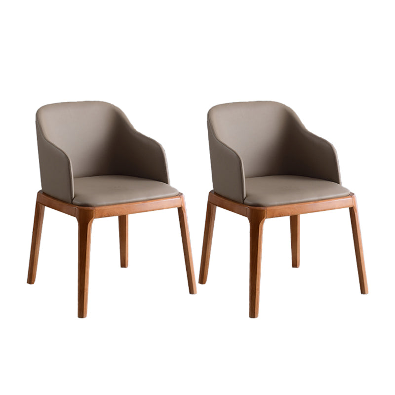 Contemporary Dining Arm Chair Faux Leather Dining Chair with Solid Wood Legs
