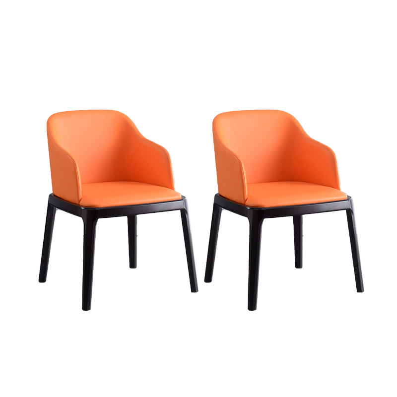 Contemporary Dining Arm Chair Faux Leather Dining Chair with Solid Wood Legs