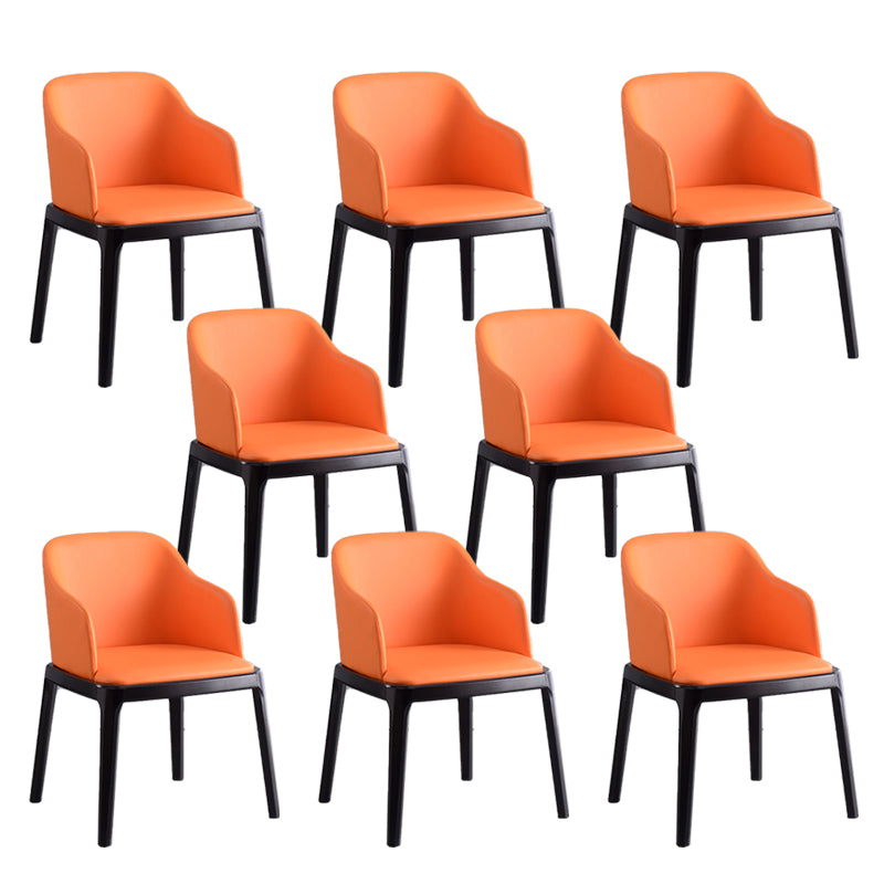 Contemporary Dining Arm Chair Faux Leather Dining Chair with Solid Wood Legs