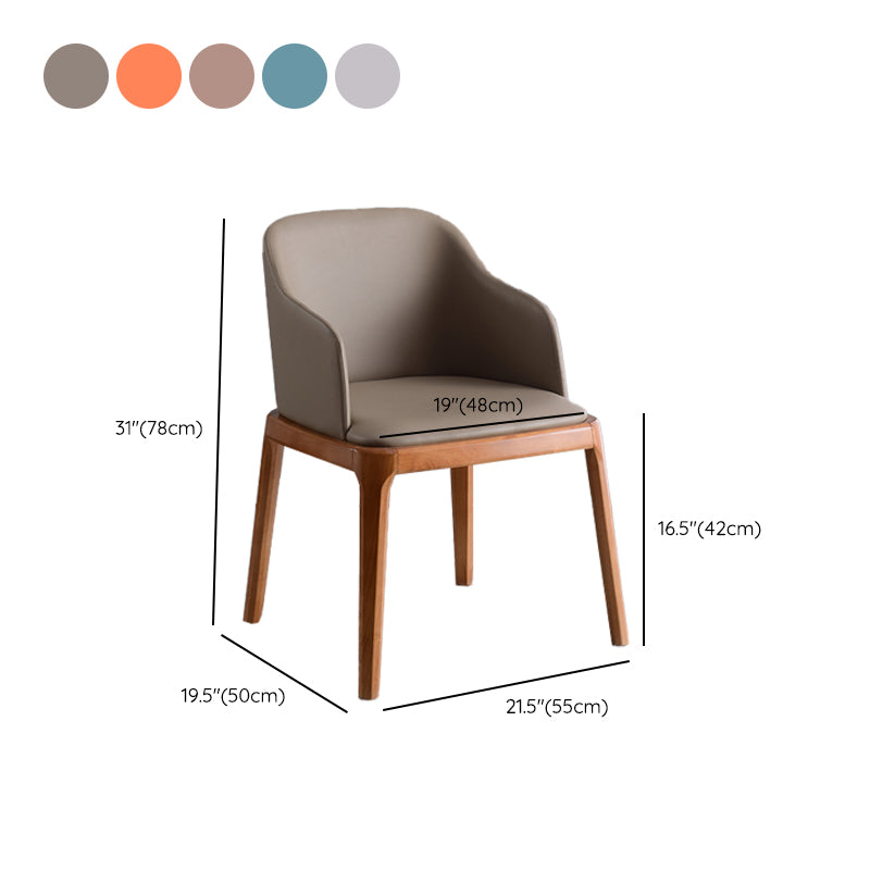 Contemporary Dining Arm Chair Faux Leather Dining Chair with Solid Wood Legs
