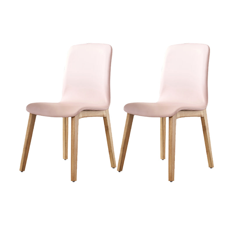 Indoor PU Leather Dining Chair Solid Wood Legs Dining Side Chair