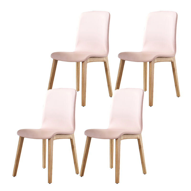 Indoor PU Leather Dining Chair Solid Wood Legs Dining Side Chair