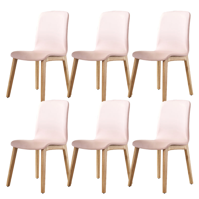 Indoor PU Leather Dining Chair Solid Wood Legs Dining Side Chair