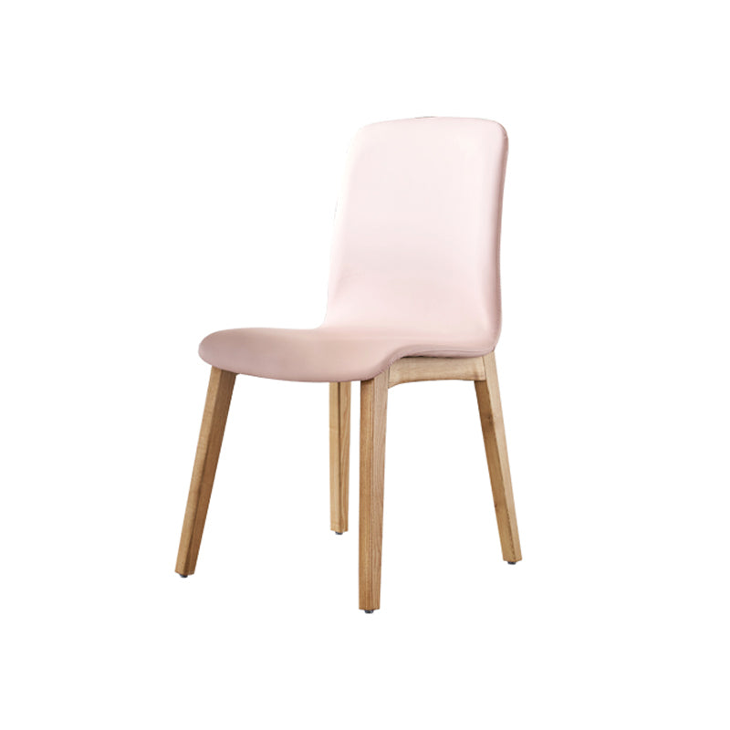 Indoor PU Leather Dining Chair Solid Wood Legs Dining Side Chair