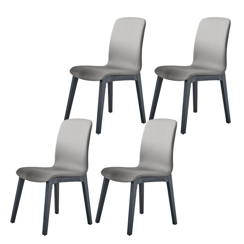 Indoor PU Leather Dining Chair Solid Wood Legs Dining Side Chair