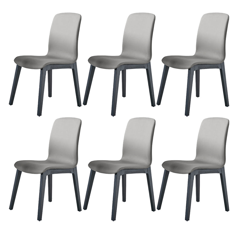 Indoor PU Leather Dining Chair Solid Wood Legs Dining Side Chair