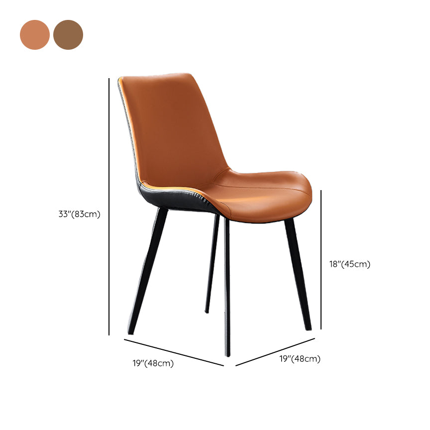 Industrial Dining Faux Leather Chair Indoor Black Metal Legs Dining Chair