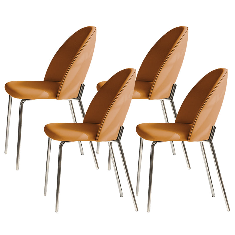 Contemporary Kitchen Dining Chairs Faux Leather Side Chairs with Metal Legs