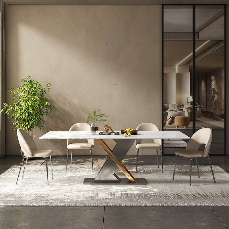 Contemporary Kitchen Dining Chairs Faux Leather Side Chairs with Metal Legs