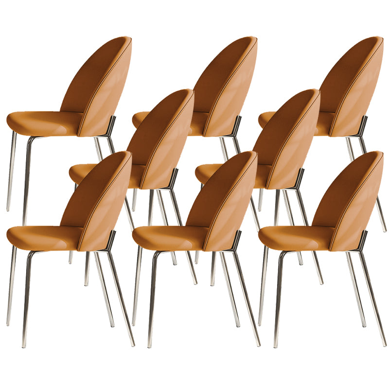Contemporary Kitchen Dining Chairs Faux Leather Side Chairs with Metal Legs