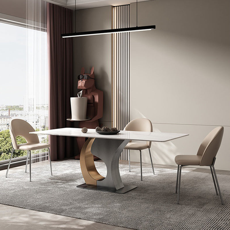 Contemporary Kitchen Dining Chairs Faux Leather Side Chairs with Metal Legs