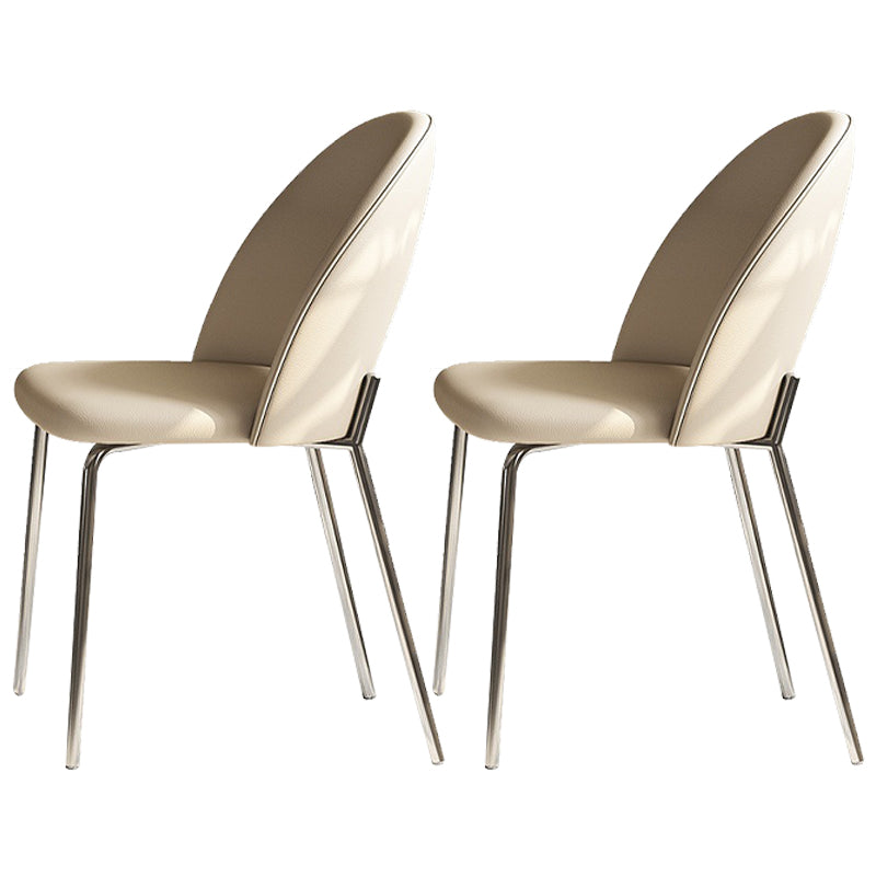 Contemporary Kitchen Dining Chairs Faux Leather Side Chairs with Metal Legs
