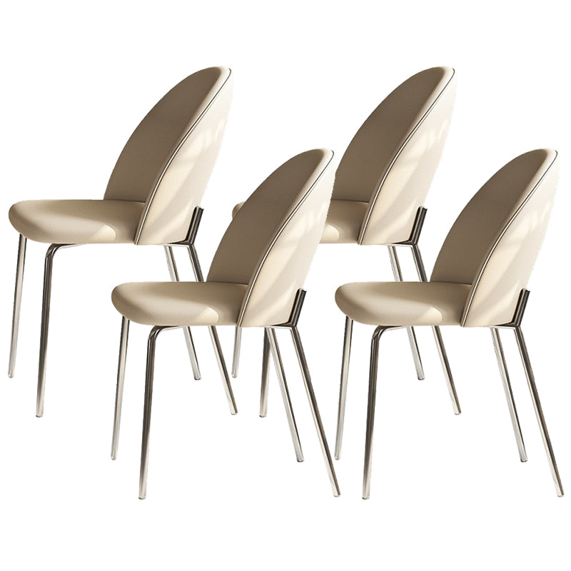 Contemporary Kitchen Dining Chairs Faux Leather Side Chairs with Metal Legs