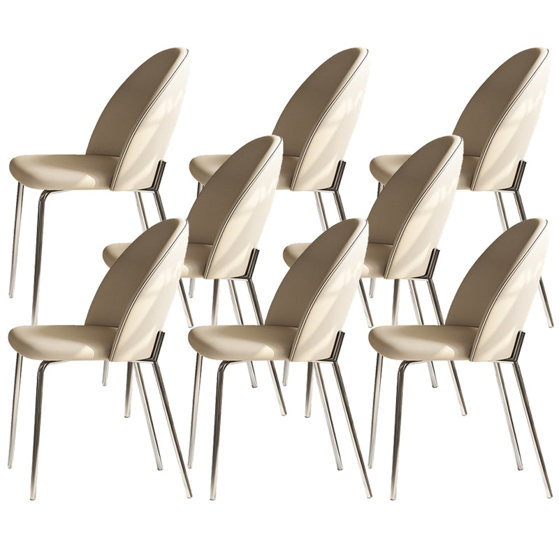 Contemporary Kitchen Dining Chairs Faux Leather Side Chairs with Metal Legs