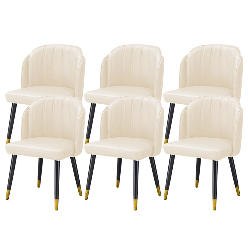 Glam Arm Dining Chairs Faux Leather Side Chairs with Metal Legs