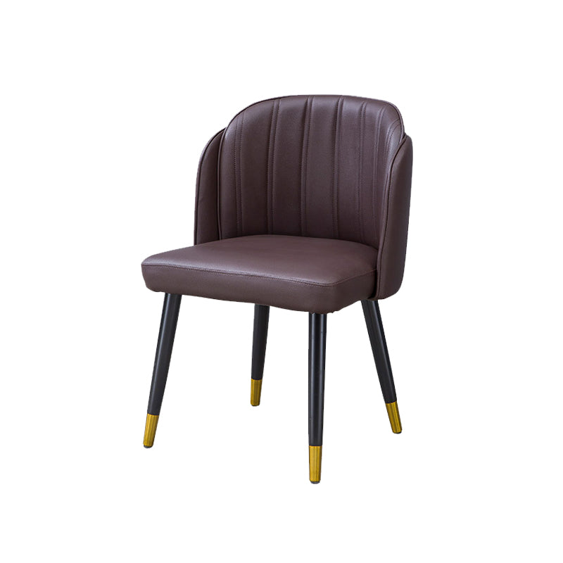 Glam Arm Dining Chairs Faux Leather Side Chairs with Metal Legs