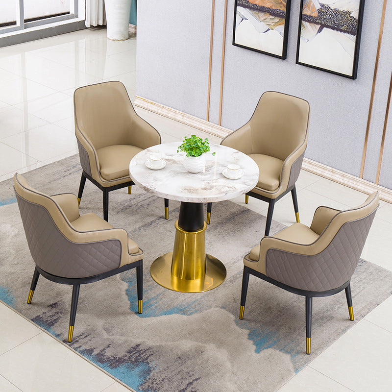 Glam Kitchen Dining Arm Chair Upholstered Side Chair with Metal Legs