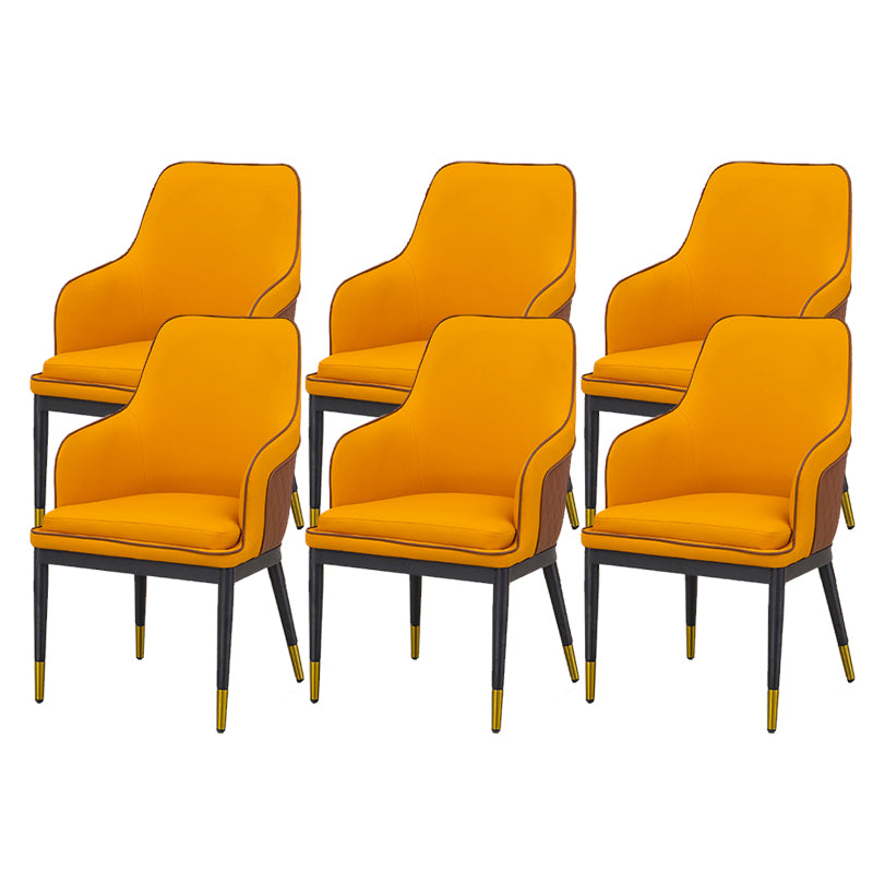 Glam Kitchen Dining Arm Chair Upholstered Side Chair with Metal Legs