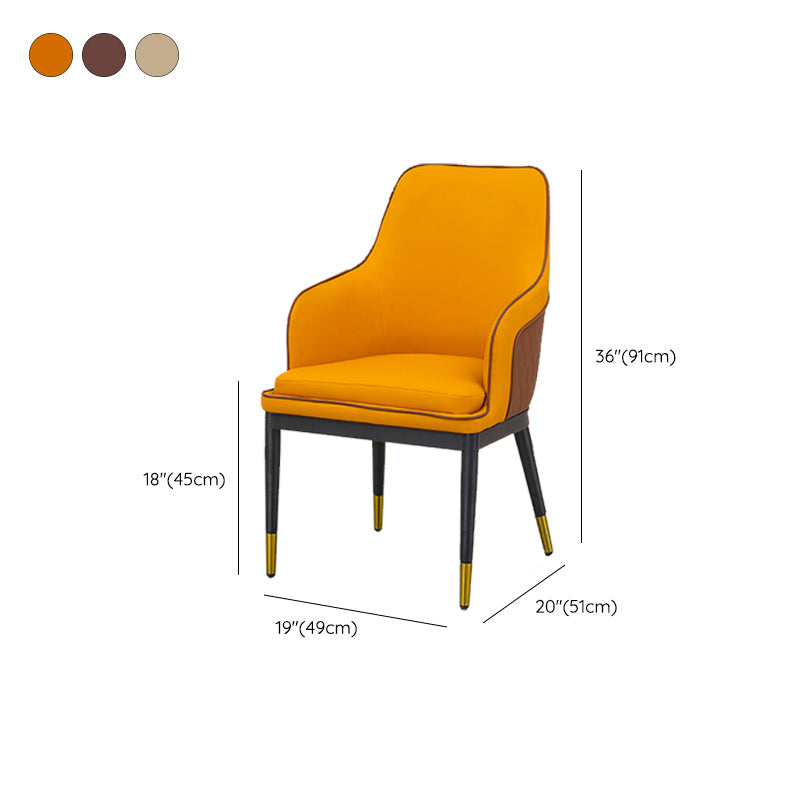 Glam Kitchen Dining Arm Chair Upholstered Side Chair with Metal Legs