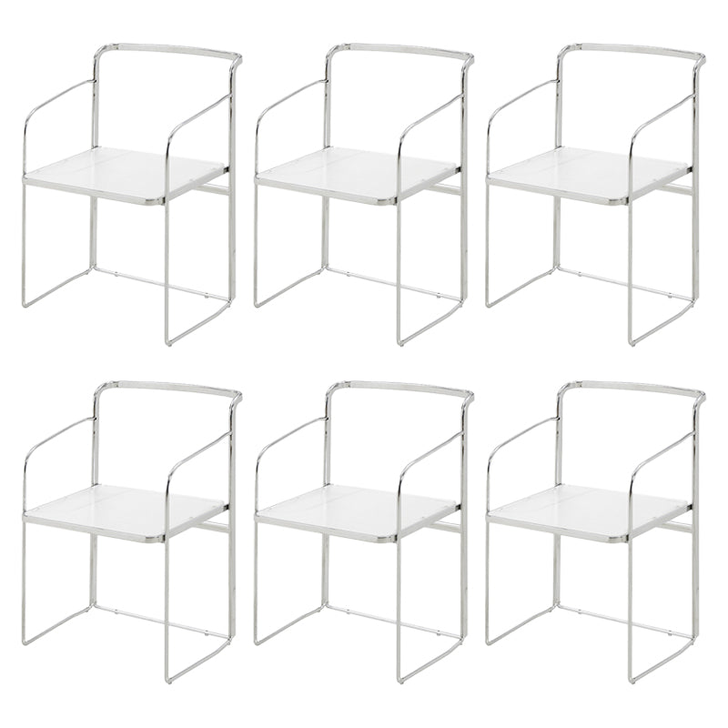 Metal Kitchen Dining Chairs Open Back Dining Side Chair in Silver