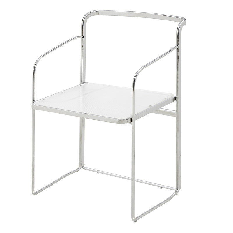 Metal Kitchen Dining Chairs Open Back Dining Side Chair in Silver