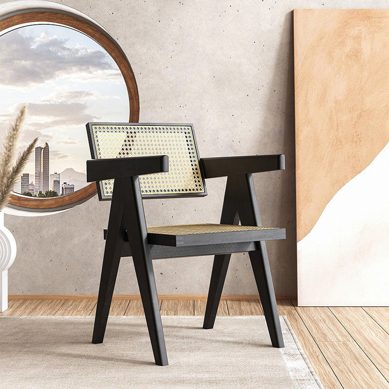 Traditional Kitchen Dining Chairs Rubber Wood Arm Dining Chairs