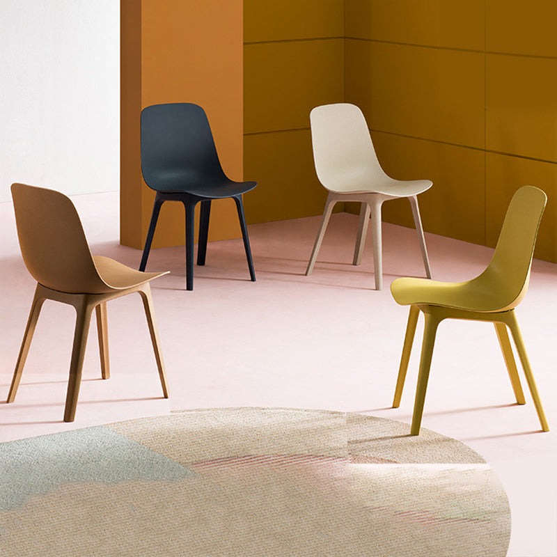 Contemporary Side Chair Plastic Solid Back Dining Room Chair for Kitchen