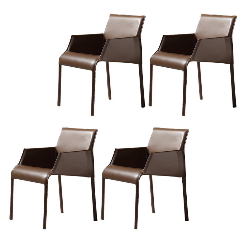 Contemporary Arm Chair Solid Back Dining Room Chair for Kitchen