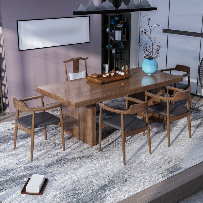 Contemporary Arm Chair Wood Open Back Dining Room Chair for Home