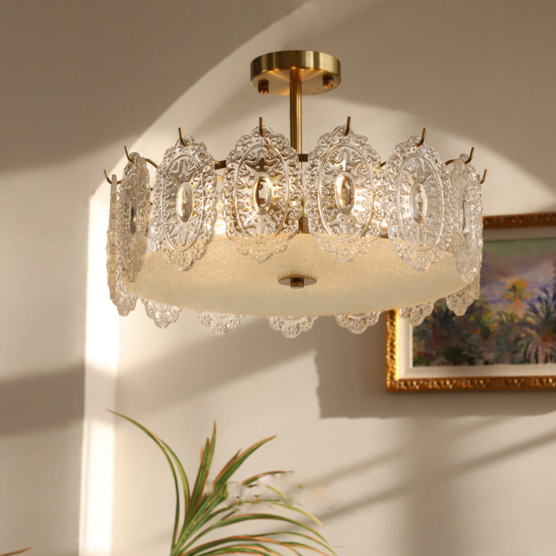 Contemporary Creative Ceiling Lamp Glass Shade Flush Mount Light Fixture