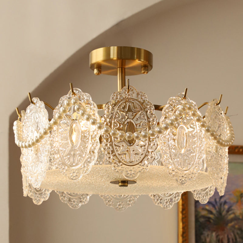 Contemporary Creative Ceiling Lamp Glass Shade Flush Mount Light Fixture