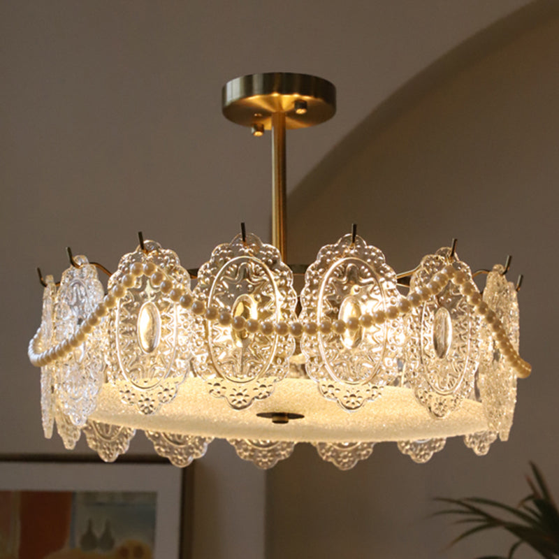 Contemporary Creative Ceiling Lamp Glass Shade Flush Mount Light Fixture