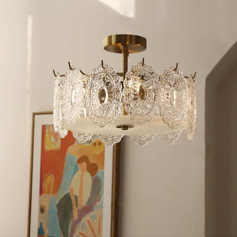 Contemporary Creative Ceiling Lamp Glass Shade Flush Mount Light Fixture