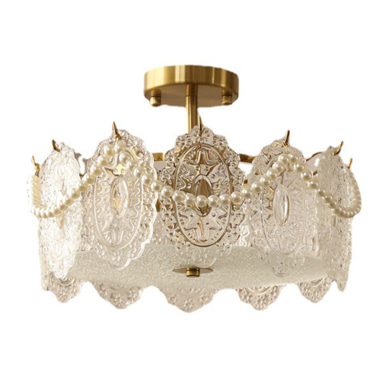 Contemporary Creative Ceiling Lamp Glass Shade Flush Mount Light Fixture