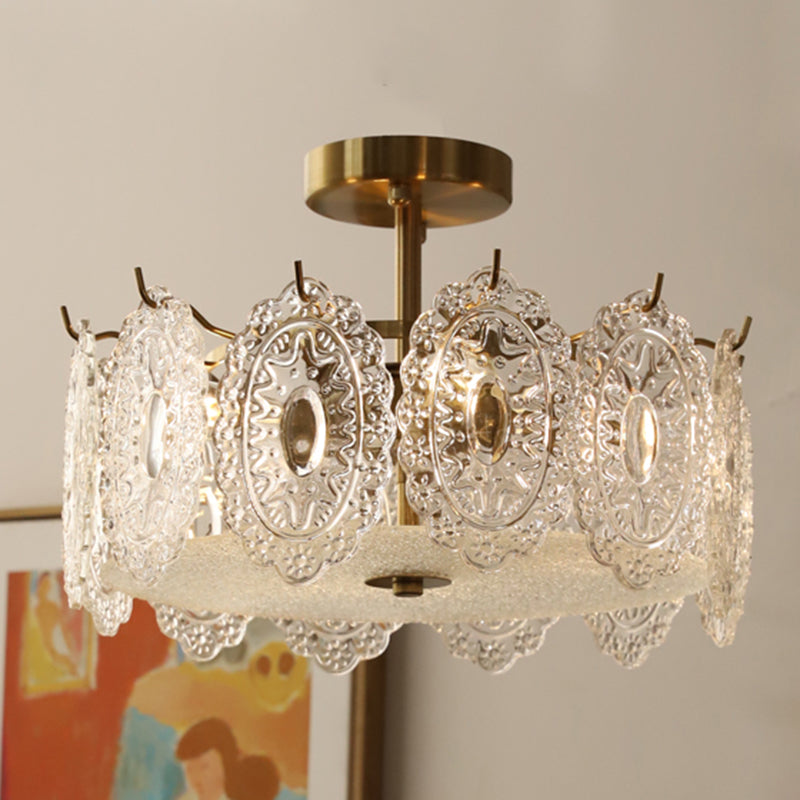 Contemporary Creative Ceiling Lamp Glass Shade Flush Mount Light Fixture