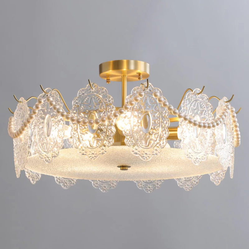 Contemporary Creative Ceiling Lamp Glass Shade Flush Mount Light Fixture