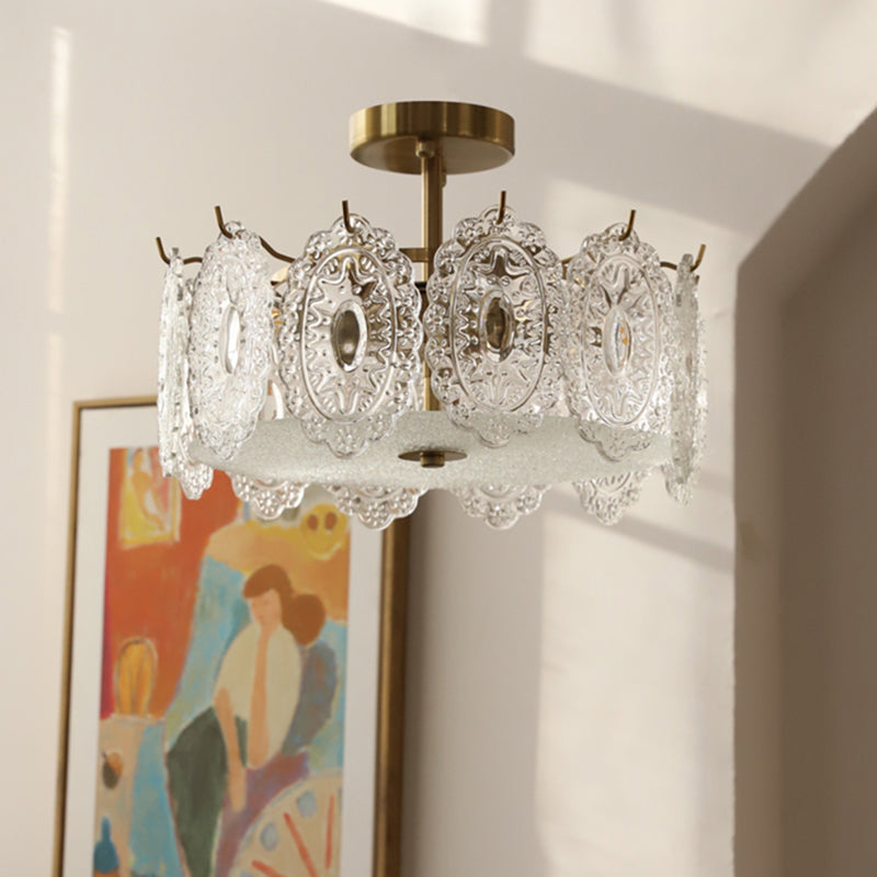 Contemporary Creative Ceiling Lamp Glass Shade Flush Mount Light Fixture