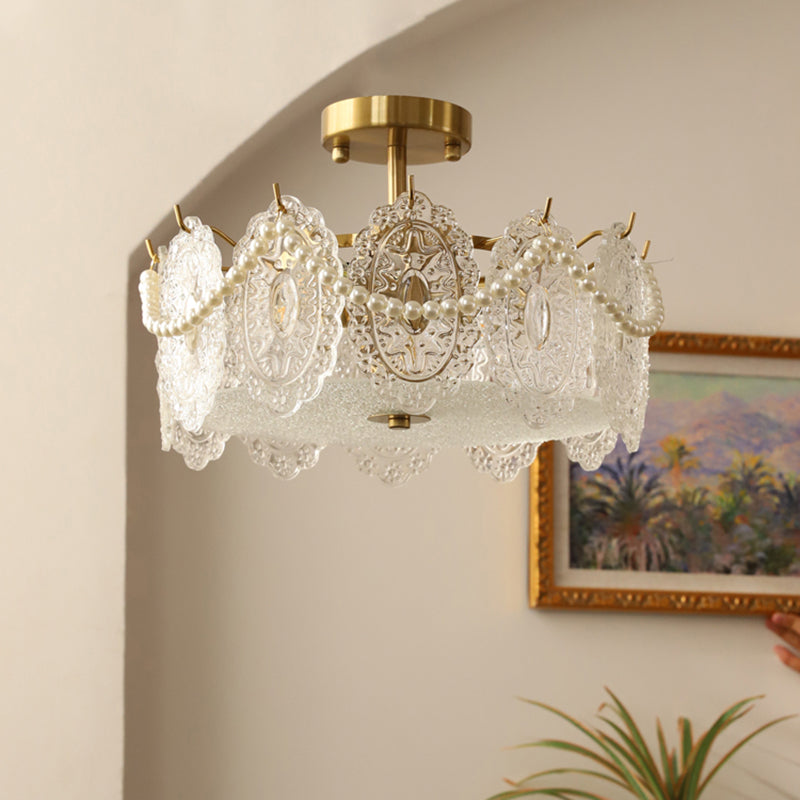 Contemporary Creative Ceiling Lamp Glass Shade Flush Mount Light Fixture