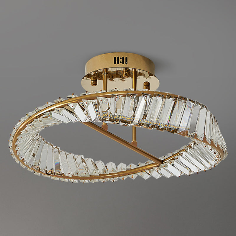 Linear Crystal 1 - Light Semi Flush Mount in Polished Gold Interior LED Ceiling Semi Flush
