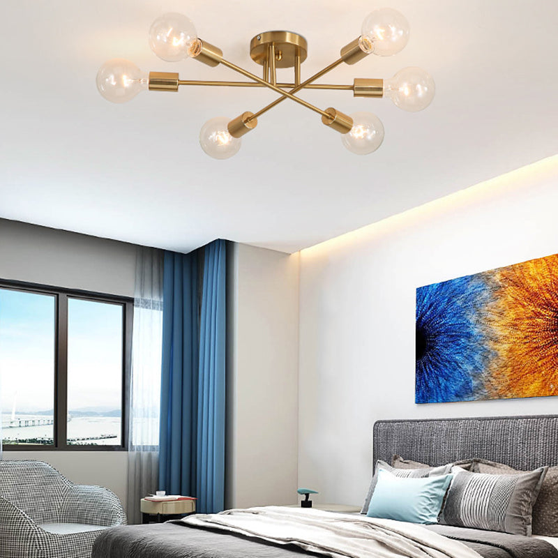 Sputnik Ceiling Lighting Contemporary Semi Flush Mount for Living Room