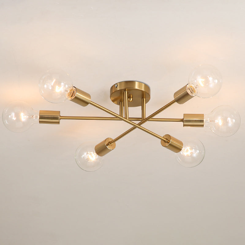 Sputnik Ceiling Lighting Contemporary Semi Flush Mount for Living Room