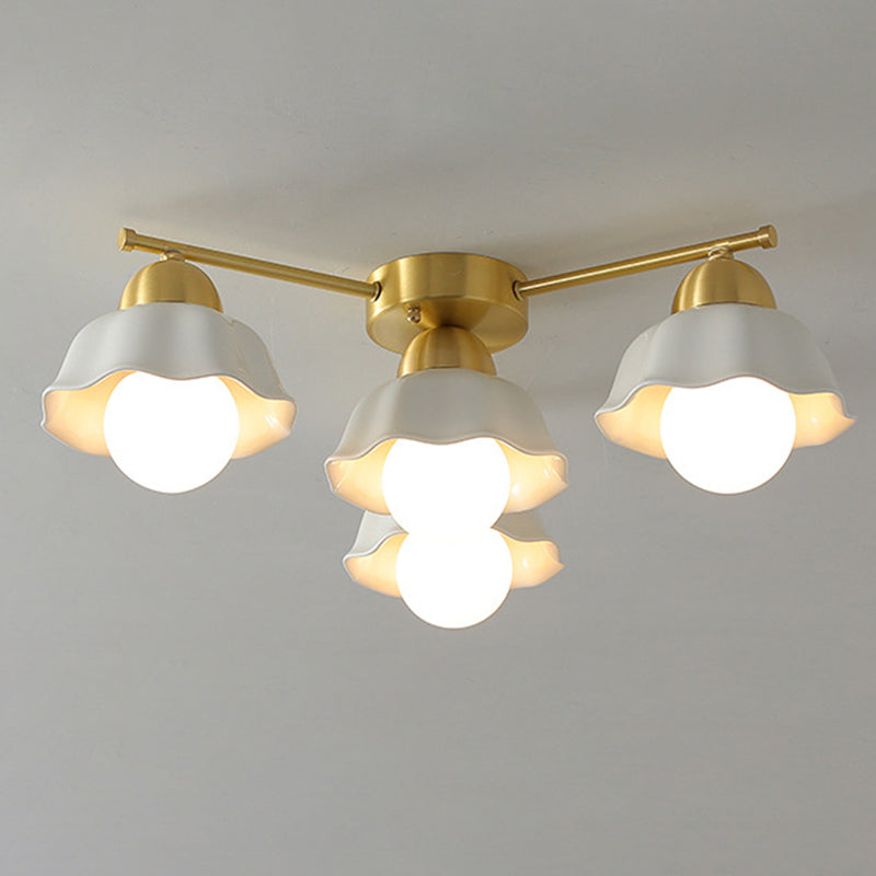 Contemporary Ceiling Lighting Gold and White Ceiling Mount Chandelier for Living Room